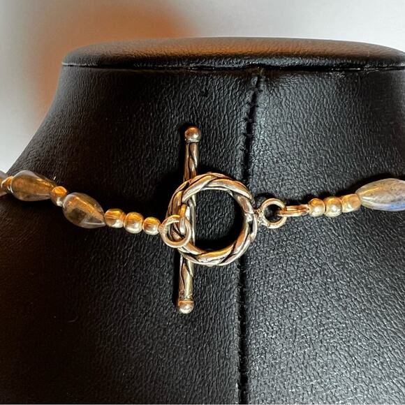 Vintage Inspired Natural Labradorite Two Strand Necklace High Quality Stone 18" - Picture 2 of 6